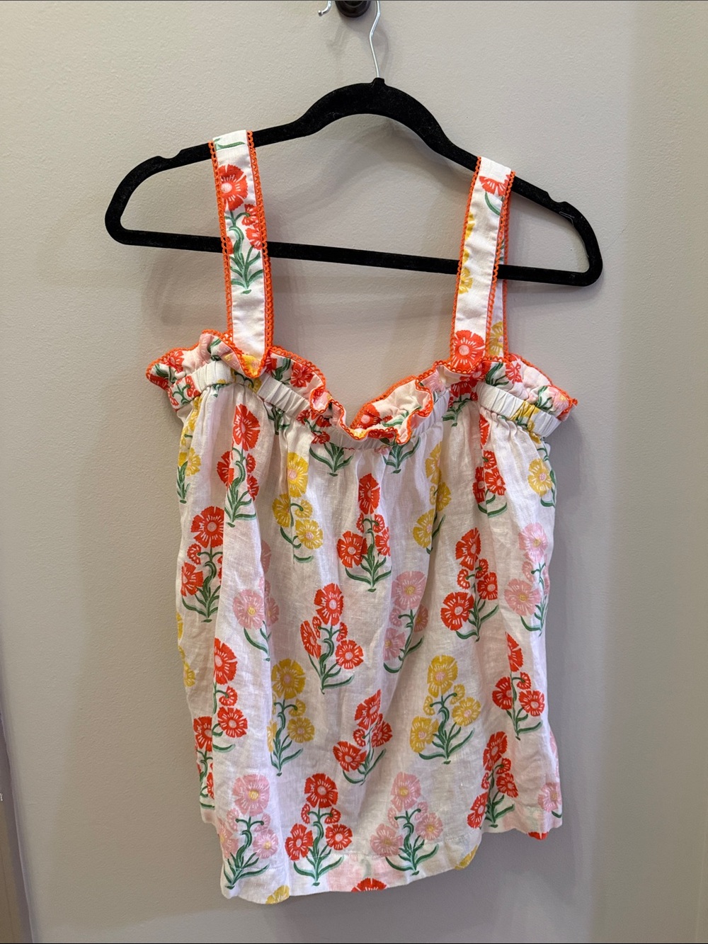 Boden Ruffle Detail Linen Top Size 12